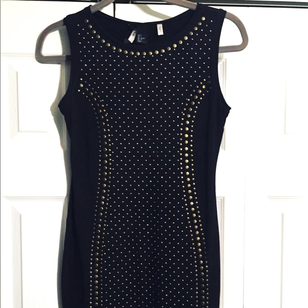 Black H&M flat studded black dress size Small